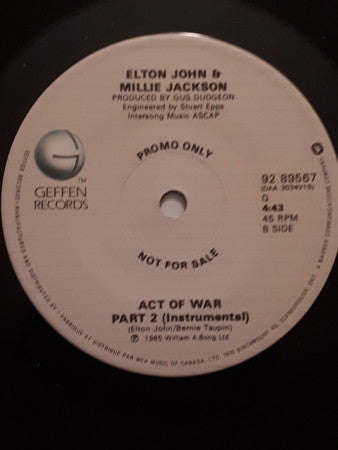 Elton John / Millie Jackson : Act Of War (7", Single, Promo)