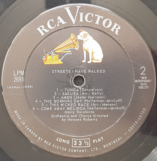 Harry Belafonte : Streets I Have Walked (LP, Album, Mono)
