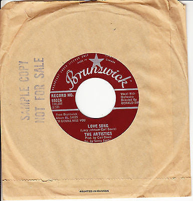 The Artistics : Love Song (7", Single)