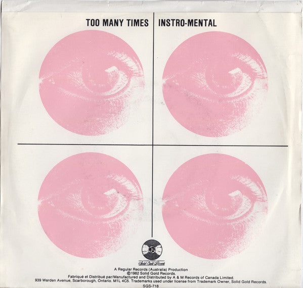 Mental As Anything : Too Many Times (7", Single)