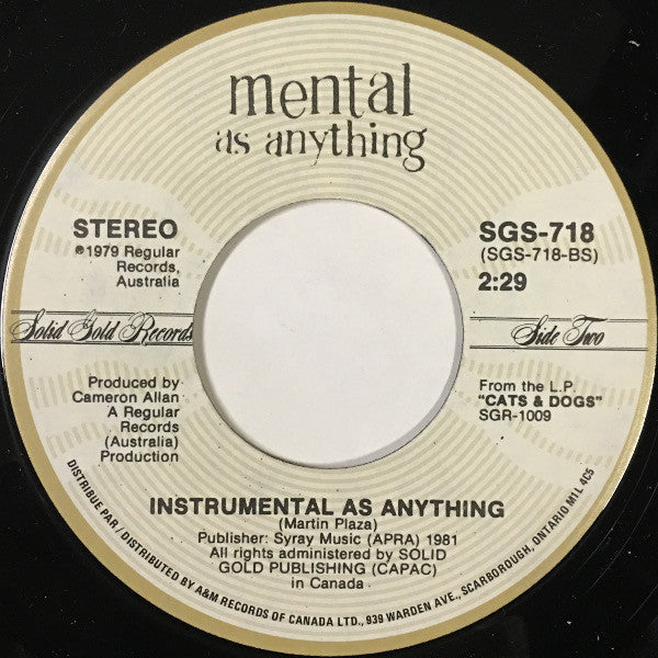 Mental As Anything : Too Many Times (7", Single)