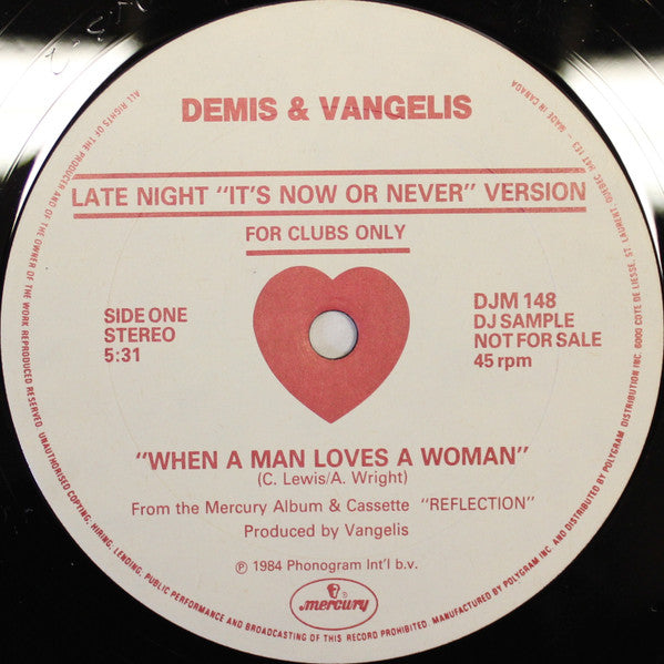 Demis Roussos & Vangelis : When A Man Loves A Woman (12", Promo)