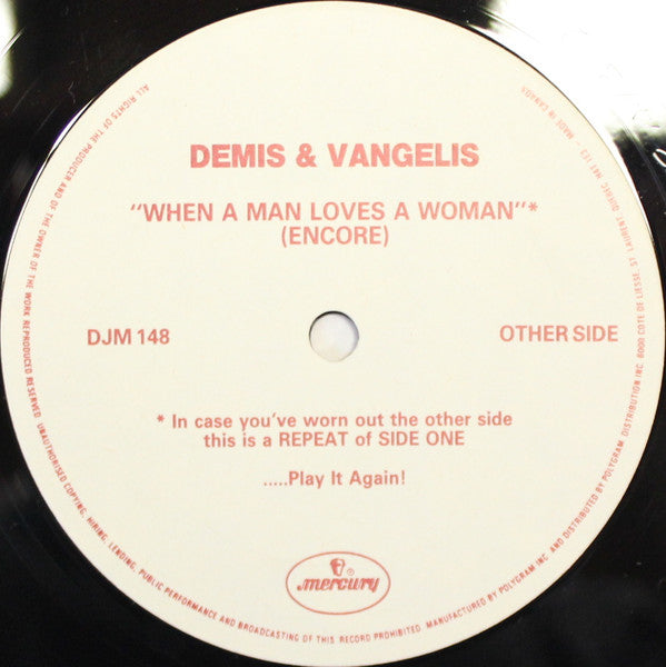 Demis Roussos & Vangelis : When A Man Loves A Woman (12", Promo)