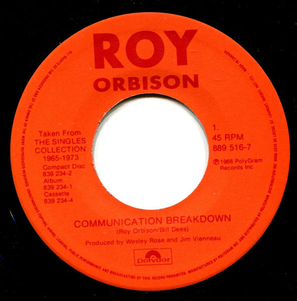 Roy Orbison : Communication Breakdown (7", Single, RE)