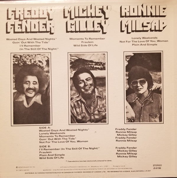 Freddy Fender (2), Mickey Gilley, Ronnie Milsap : Fender, Gilley & Milsap That Is. (LP)