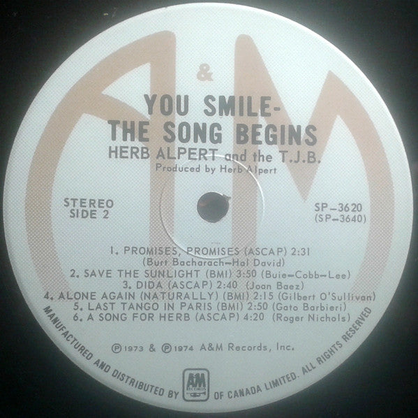 Herb Alpert & The Tijuana Brass : You Smile - The Song Begins (LP, Album)