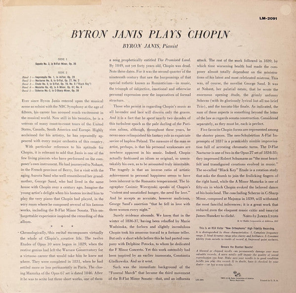 Frédéric Chopin, Byron Janis : Byron Janis Plays Chopin (LP)