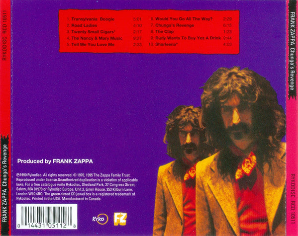 Frank Zappa : Chunga's Revenge (CD, Album, RE, RM, Dis)