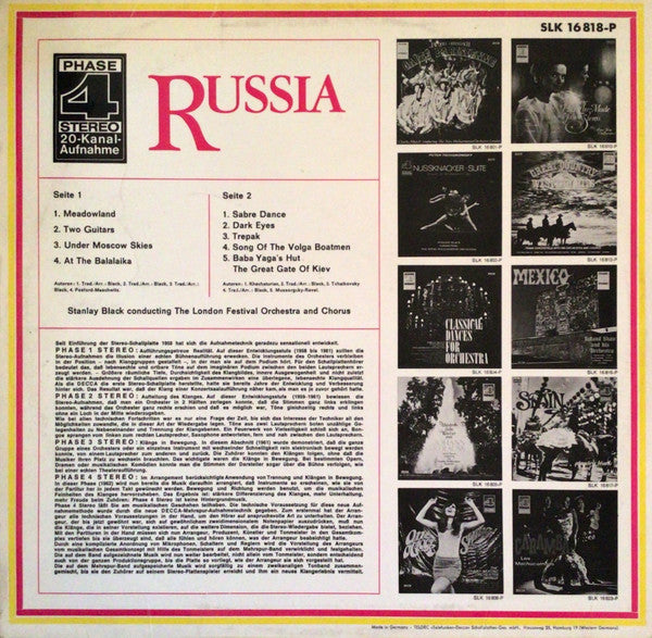 Stanley Black Conducting The London Festival Orchestra And Chorus* : Russia (LP, Album)
