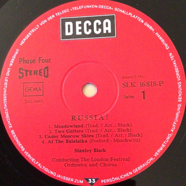 Stanley Black Conducting The London Festival Orchestra And Chorus* : Russia (LP, Album)