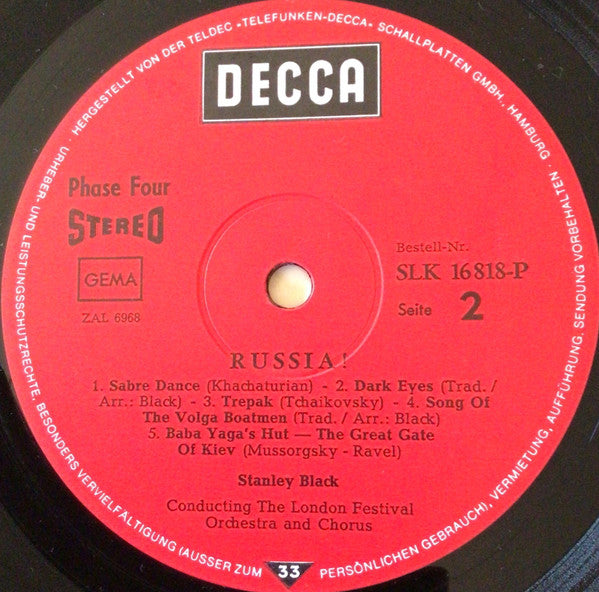 Stanley Black Conducting The London Festival Orchestra And Chorus* : Russia (LP, Album)