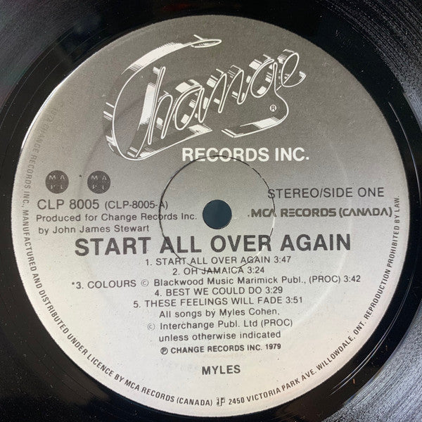 Myles* : Start All Over Again (LP, Album)