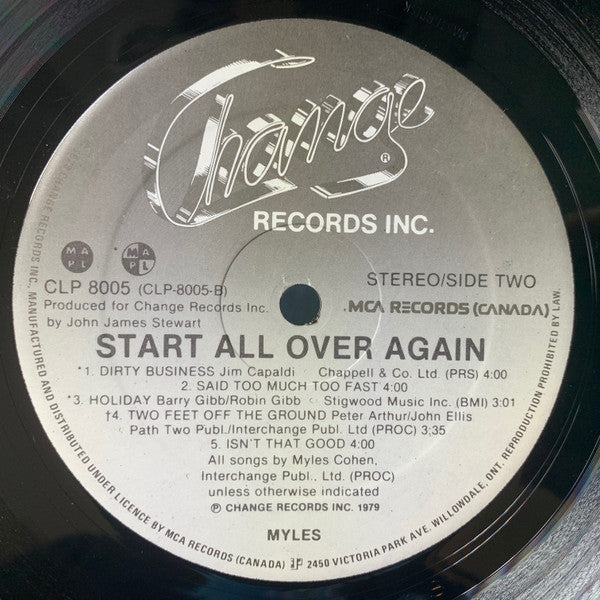 Myles* : Start All Over Again (LP, Album)