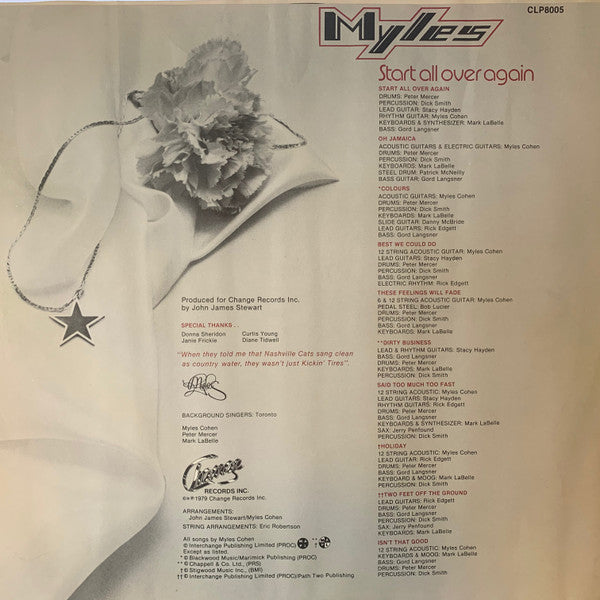 Myles* : Start All Over Again (LP, Album)