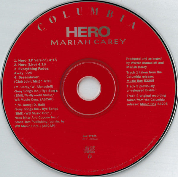 Mariah Carey : Hero (CD, Maxi, RE, Red)