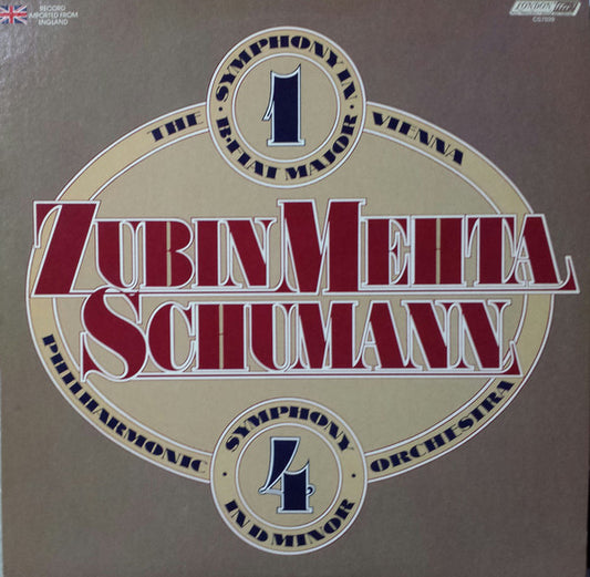Robert Schumann, Zubin Mehta, Wiener Philharmoniker : Symphony No. 1 In B Flat Major / Symphony No. 4 In D Major (LP, Album)