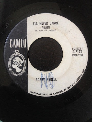 Bobby Rydell : I'll Never Dance Again (7", Single)