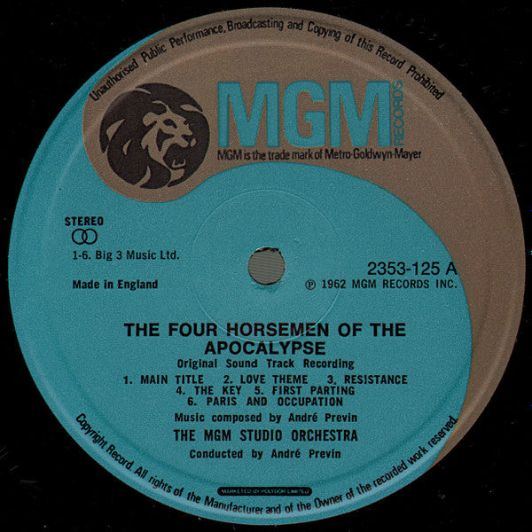 André Previn : The 4 Horsemen Of The Apocalypse (Original Sound Track) (LP, RE)