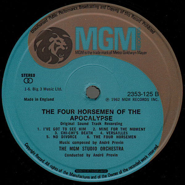 André Previn : The 4 Horsemen Of The Apocalypse (Original Sound Track) (LP, RE)