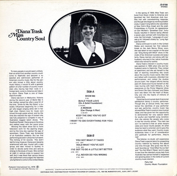 Diana Trask : Miss Country Soul (LP, RE)