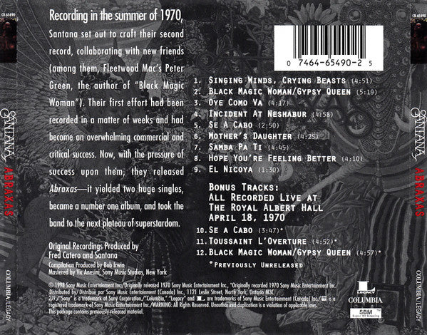 Santana : Abraxas (CD, Album, RE)