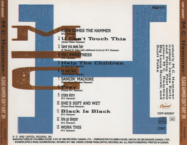 MC Hammer :  Please Hammer Don't Hurt 'Em  (CD, Album, Club)