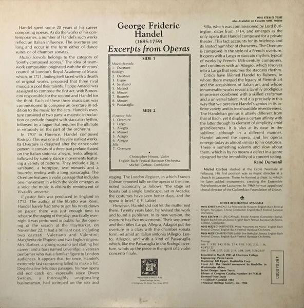 Georg Friedrich Händel : Excerpts From Muzio Scevola, Rodrigo, Il Pastor Fido, & Silla (LP, Album)