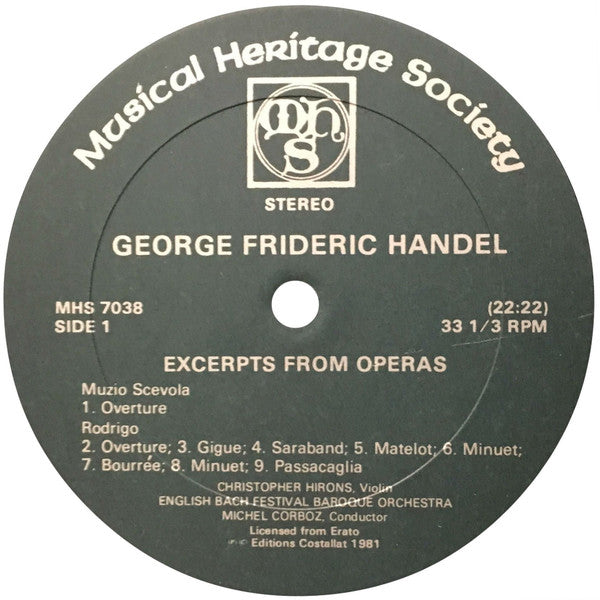 Georg Friedrich Händel : Excerpts From Muzio Scevola, Rodrigo, Il Pastor Fido, & Silla (LP, Album)