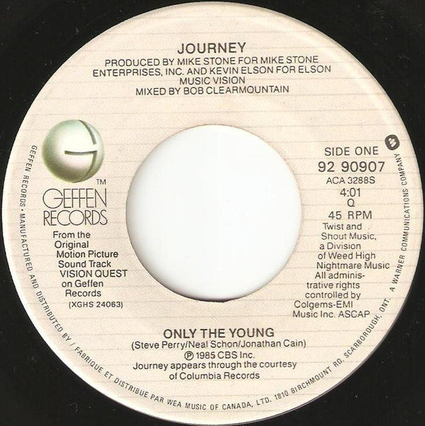 Journey : Only The Young (7", Single)