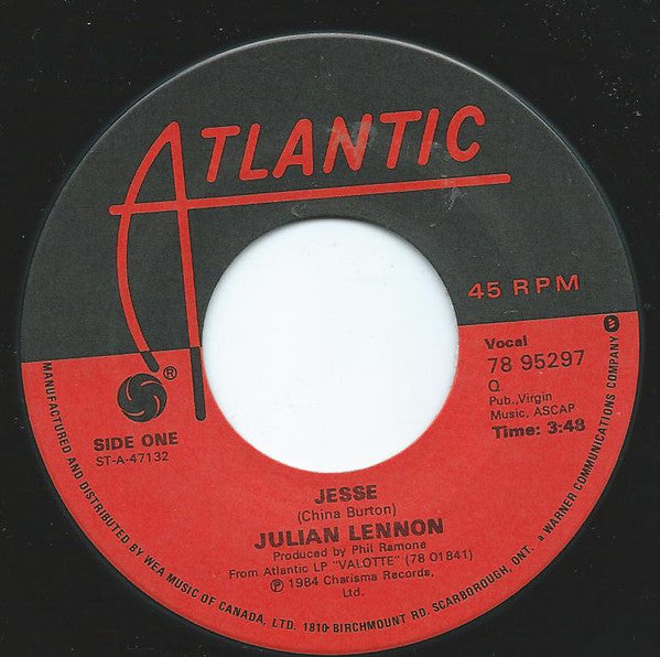 Julian Lennon : Jesse / Bebop (7", Single)
