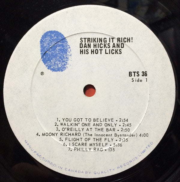 Dan Hicks And His Hot Licks : Striking It Rich! (LP, Album)