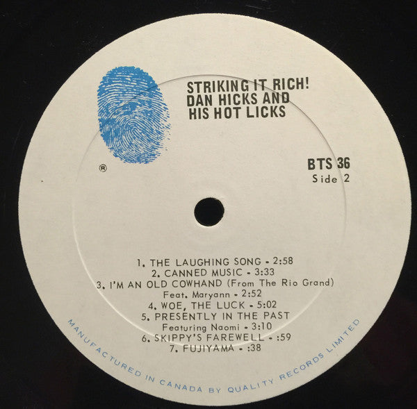 Dan Hicks And His Hot Licks : Striking It Rich! (LP, Album)