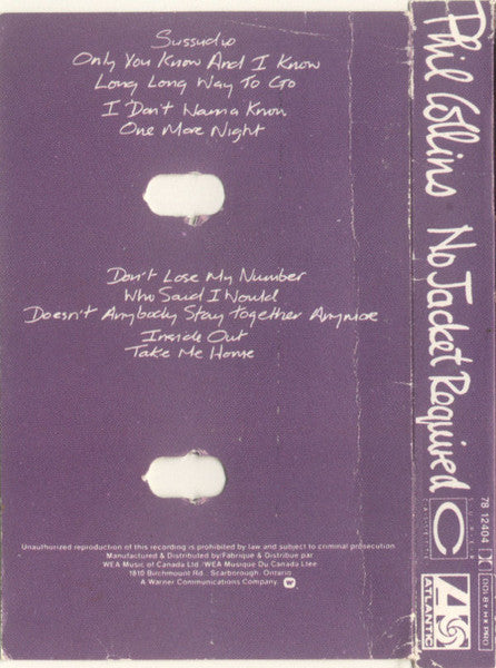 Phil Collins : No Jacket Required (Cass, Album, Q, )