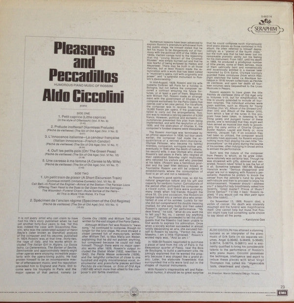 Aldo Ciccolini : Pleasures And Peccadillos - Humorous Piano Music Of Rossini (LP, Album)