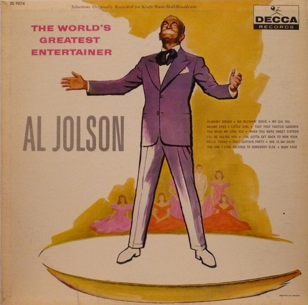 Al Jolson : The World's Greatest Entertainer (LP, Album, Mono)