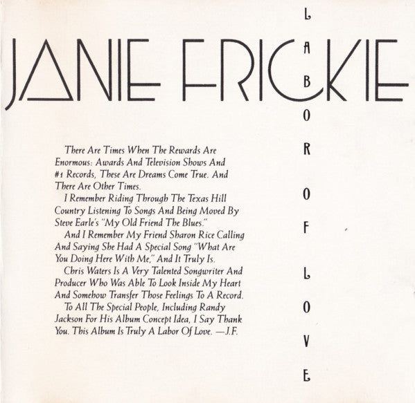 Janie Frickie* : Labor Of Love (CD)