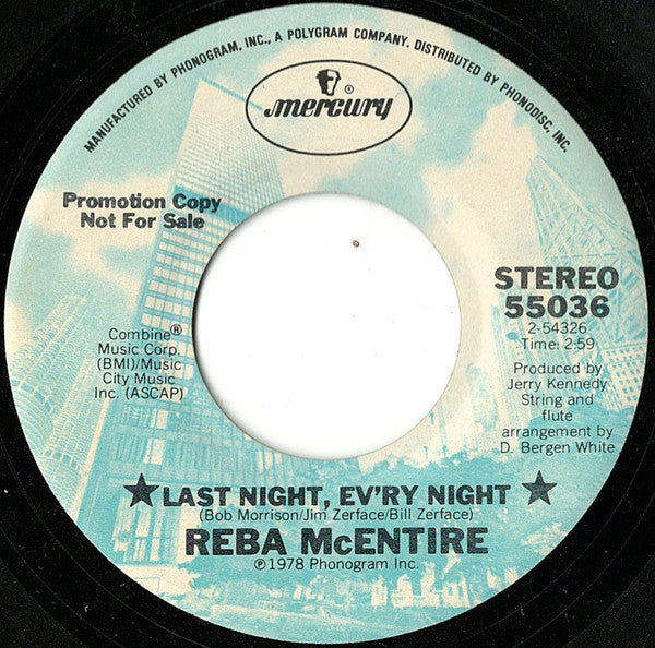 Reba McEntire : Last Night, Ev'ry Night (7", Single, Promo)