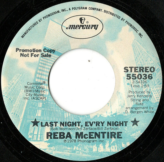 Reba McEntire : Last Night, Ev'ry Night (7", Single, Promo)