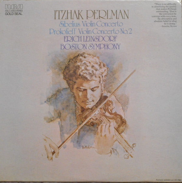 Itzhak Perlman, Jean Sibelius, Sergei Prokofiev, Erich Leinsdorf, Boston Symphony Orchestra : Sibelius Violin Concerto / Prokofieff Violin Concerto No. 2 (LP, RE, RM)