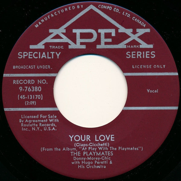 The Playmates Donny-Morey-Chic* With Hugo Peretti & His Orchestra* : Beep Beep / Your Love (7", Single)
