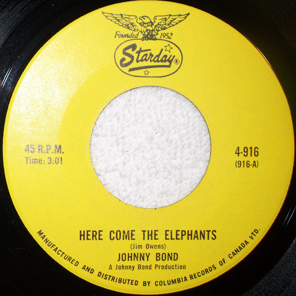 Johnny Bond : Here Come The Elephants (7")
