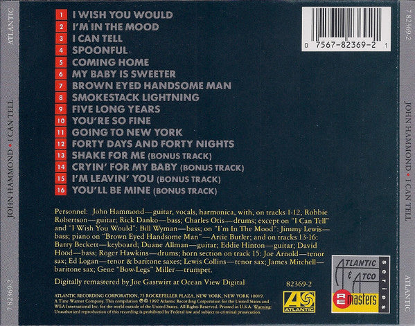John Hammond* : I Can Tell (CD, Album, RE, RM)