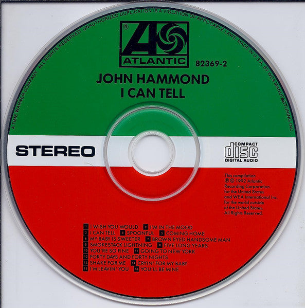 John Hammond* : I Can Tell (CD, Album, RE, RM)
