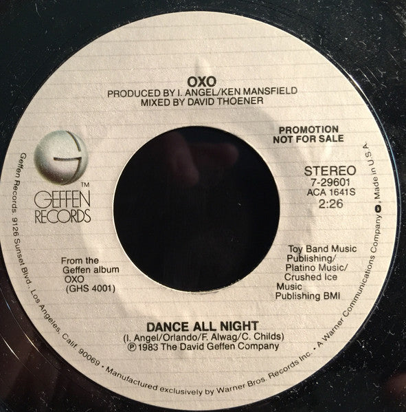 OXO (2) : Dance All Night (7", Promo)