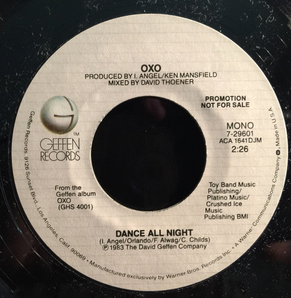 OXO (2) : Dance All Night (7", Promo)