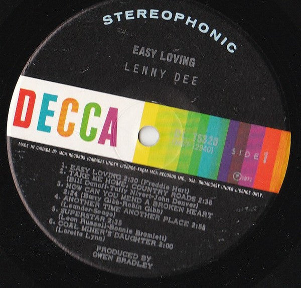 Lenny Dee (2) : Easy Lovin' (LP, Album)
