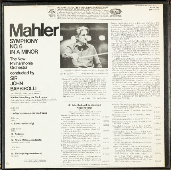 Gustav Mahler - New Philharmonia Orchestra Conducted By Sir John Barbirolli : Symphony No. 6 In A Minor (2xLP + Box, Album)