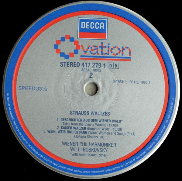 Johann Strauss Jr., Wiener Philharmoniker, Willi Boskovsky : Famous Waltzes = Valses Célèbres = Berühmte Walzer (LP, Album, RM)