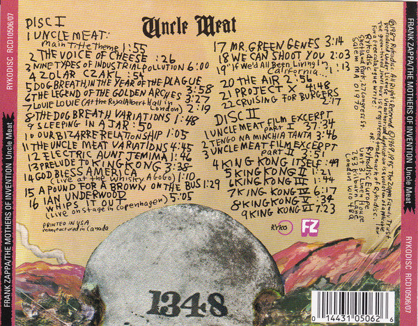Frank Zappa / The Mothers Of Invention* : Uncle Meat (2xCD, Album, RE, RM, RP)