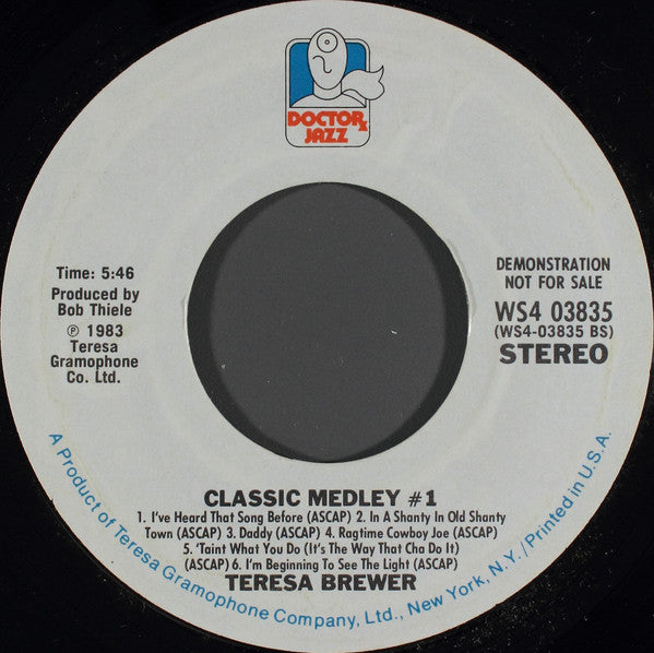 Teresa Brewer : Jimmy Dorsey Medley (7", Promo)